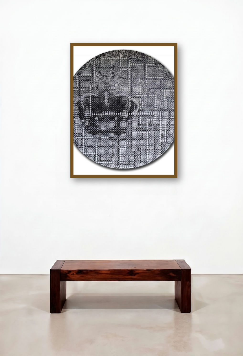 Sovereign Of The Country (Circular Abstraction) by artist T Raju Gopalarao displayed in a Contemporary Family Room