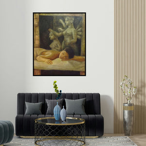'Spa' painting by Dipak shown on a wall in a furnished room.