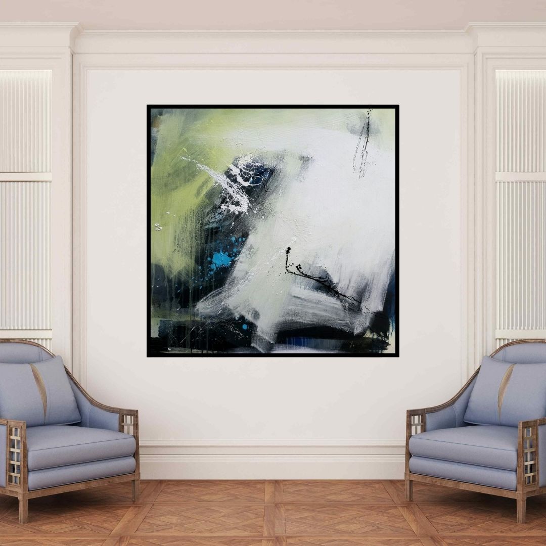 In-situ view of Gulrez Ali's 'Space 11' painting in a room