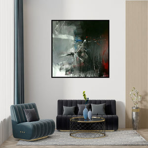 Preview of 'Space 31' Painting by Gulrez Ali shown on a wall in a furnished room.
