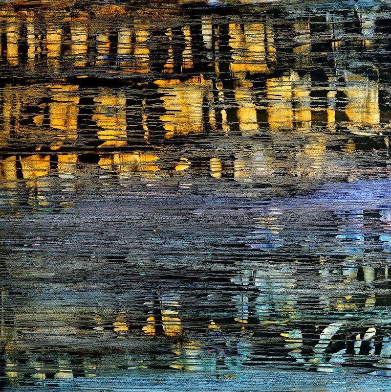 Abstract oil painting titled 'Space 6', 54x54 inches, by artist Pranav Shah on Canvas