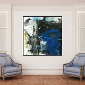 In-situ view of Gulrez Ali's 'Space 85 (Midnight Bloom)' painting in a room