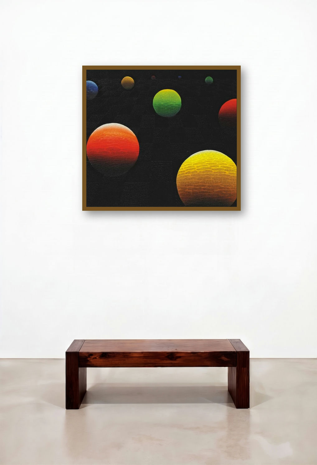 Spaces (Cosmic Harmony) by artist Mamoon Nomani displayed in a Transitional Dining Room