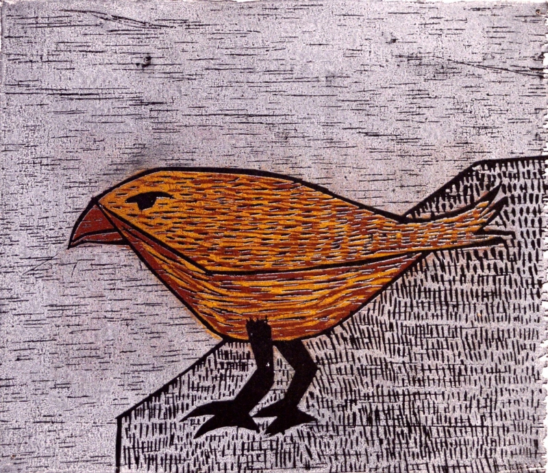 Sparrow 6' animals viscosity printmaking by artist Ankit Kushwaha, 9x9 inch, on paper