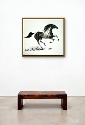 Speed 01 (Galloping Grace) by artist Deven Ramesh Bhosale displayed in a Japandi Dining Room