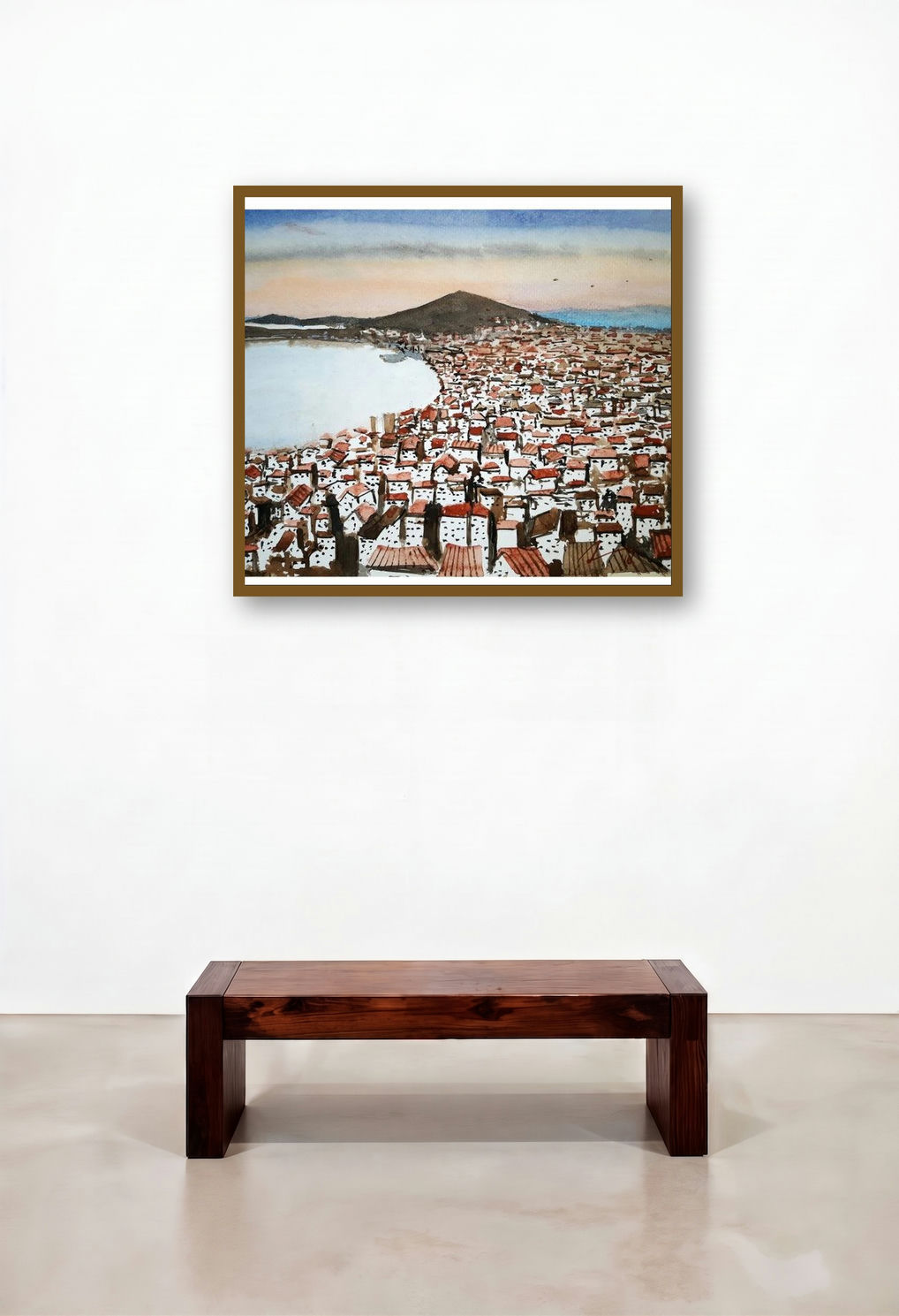 Split Croatia (Mediterranean Panorama) by artist Arunava Ray displayed in a Contemporary Luxury Home Office