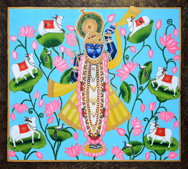 'Spritual Wisdom' religious pichwai traditional_art by artist Seema Gupta, 54x60 inch, on canvas