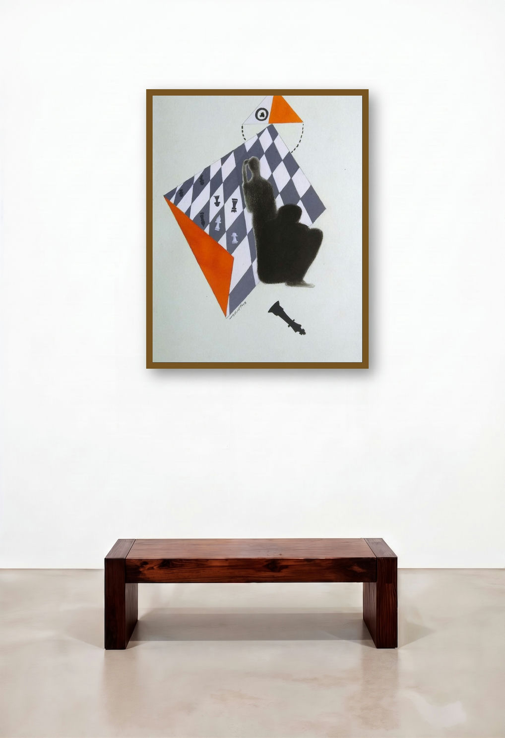 Square 3 (The Chess Player) by artist Charlee Correia displayed in a Japandi Family Room