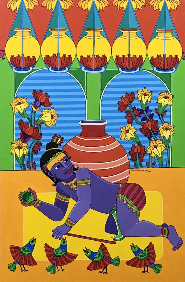 Sri Krishna painting by Thota Laxminarayana