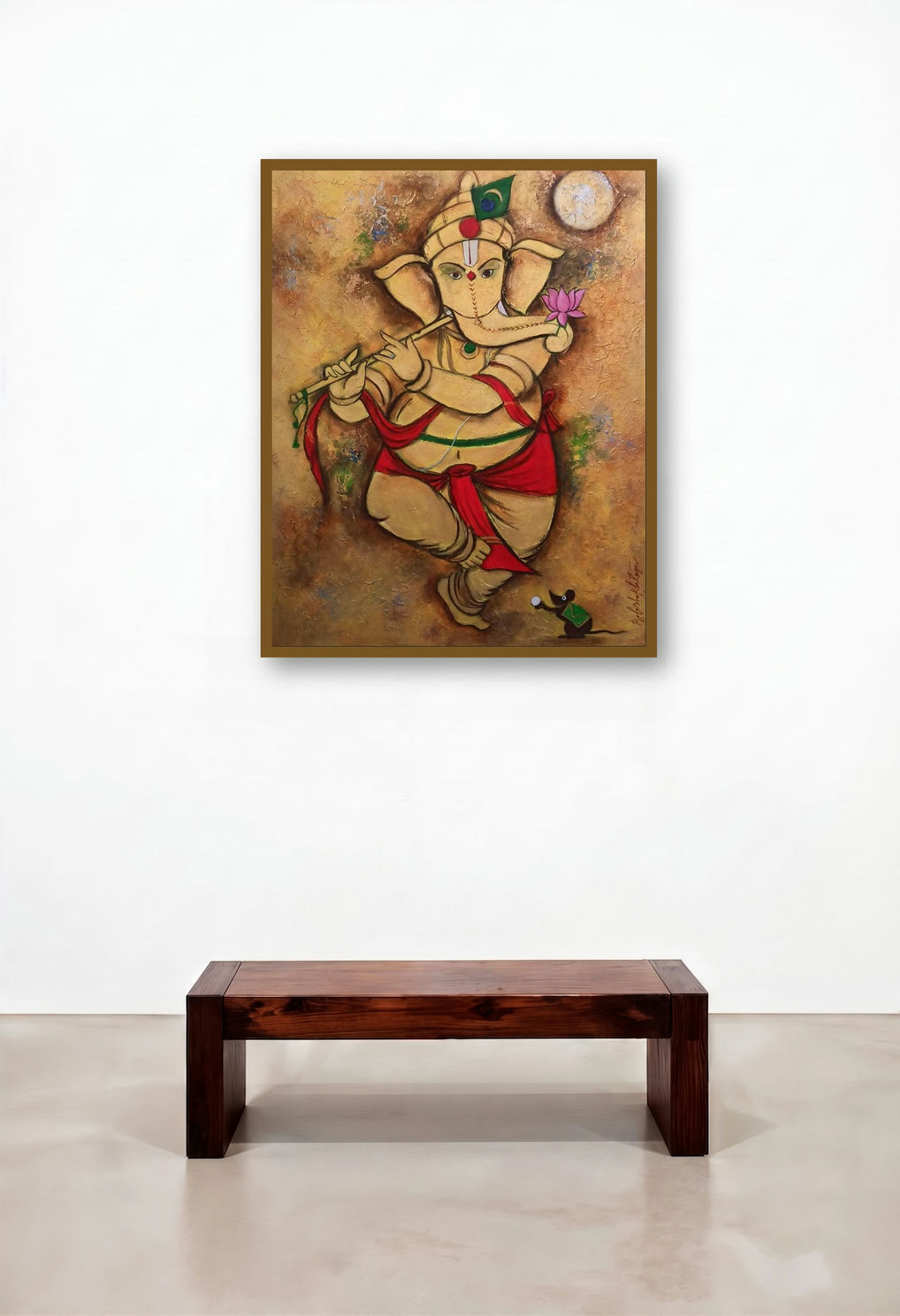 Sri Krishnaganapati (Dancing Ganesha) by artist Bala Bhakta Raju displayed in a Boutique Hotel Style Penthouse
