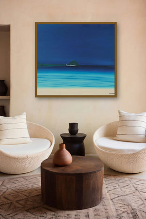 St Michaels Mount 1 (Solitary Sail) by artist SIMON MASON displayed in a Modern gallery