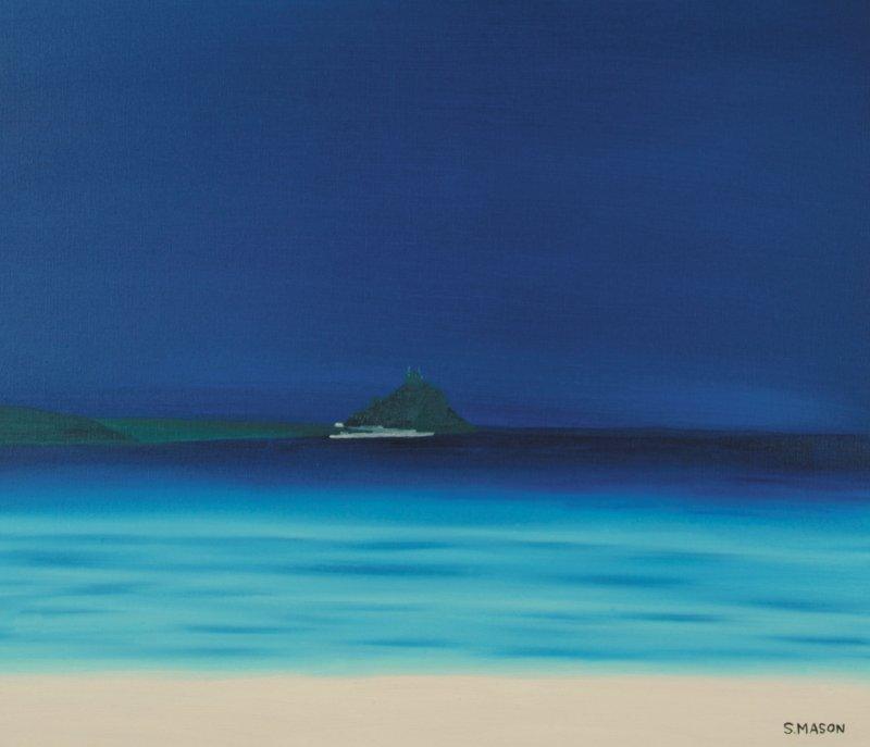 Seascape oil painting titled 'St Michaels Mount 1', 20x24 inches, by artist SIMON MASON on Canvas