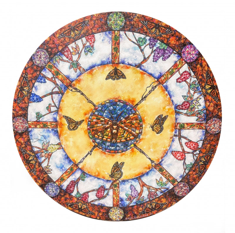 Stained Glass Nashik' contemporary mixed-media painting by artist Saurab Bhardwaj, 36x36 inch, on canvas