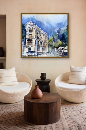 Standing Tall (A Glimpse of Colonial Era) by artist Lasya Upadhyaya displayed in a Indian Art gallery