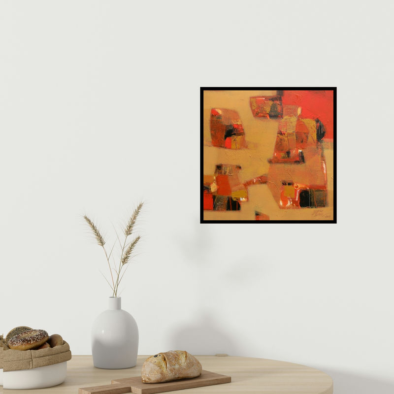 In-situ view of Jayesh Borse's 'State Of Mind 1 (Earth Tones Abstract)' painting in a room