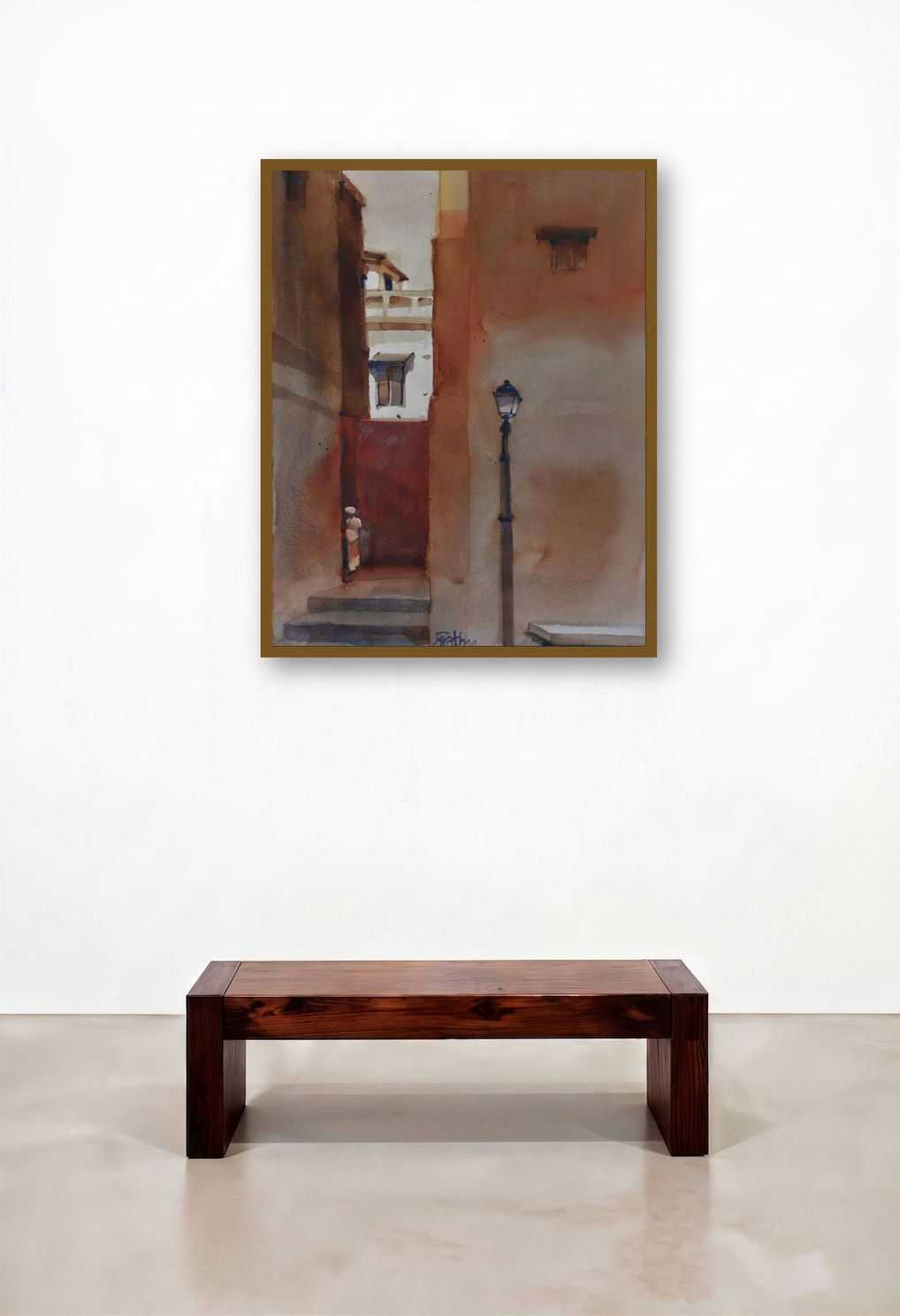 Step In Steeped In Heritage City (Glimpse of the Past) by artist Prashant Prabhu displayed in a Rustic Living Room