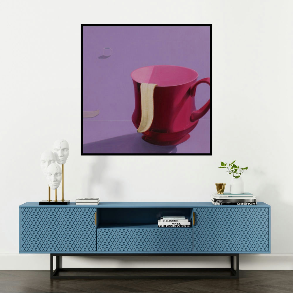 'Still Life 1 (Still Life)' painting by Jaswinder Singh shown on a wall in a furnished room.
