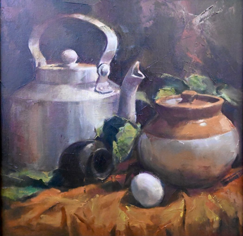 Still Life 1' still-life oil painting by artist Prasad Thite, 18x18 inch, on canvas