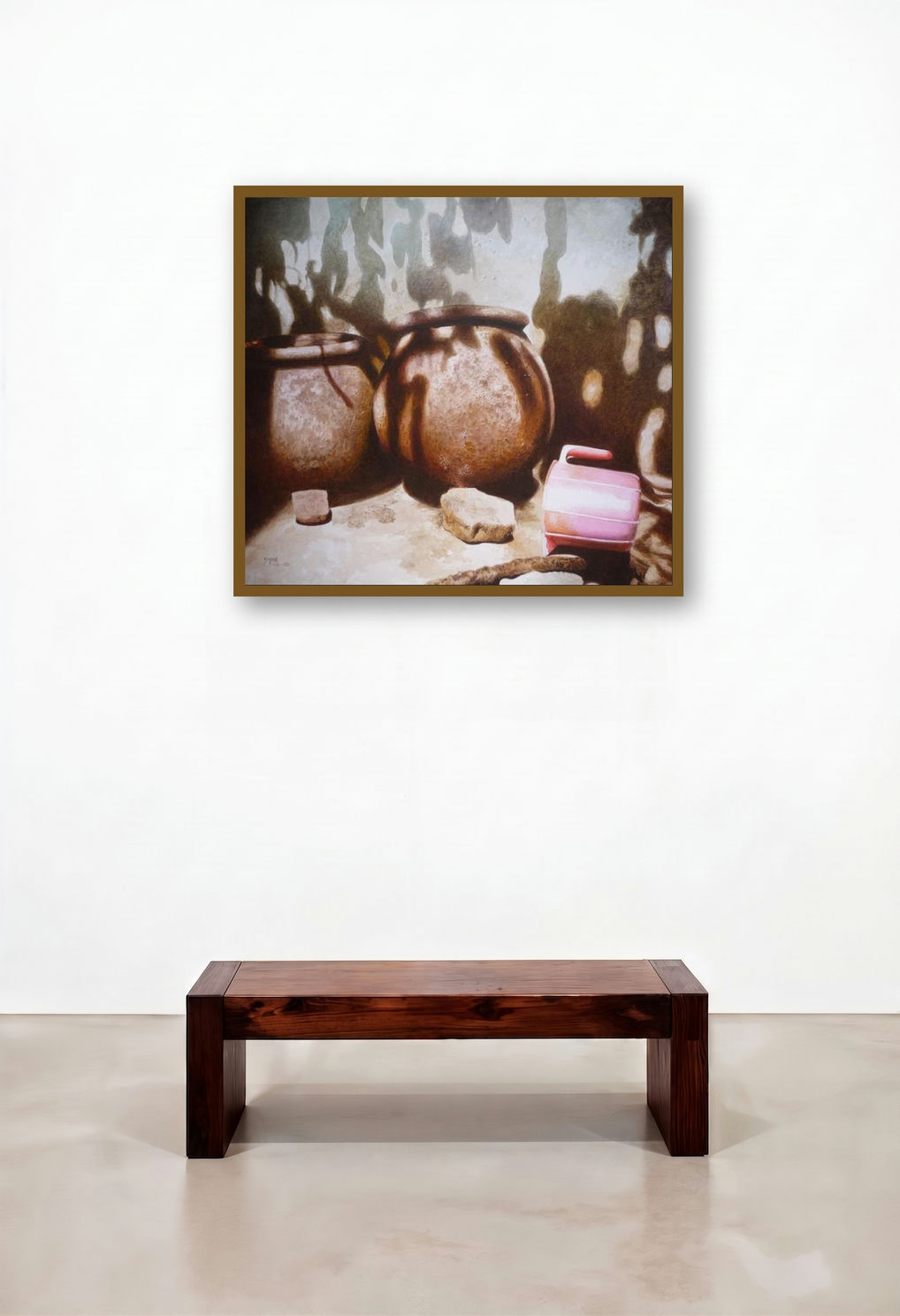 Still Life 1 (Hearth and Home) by artist Raghunath Sahoo displayed in a Eclectic Living Room