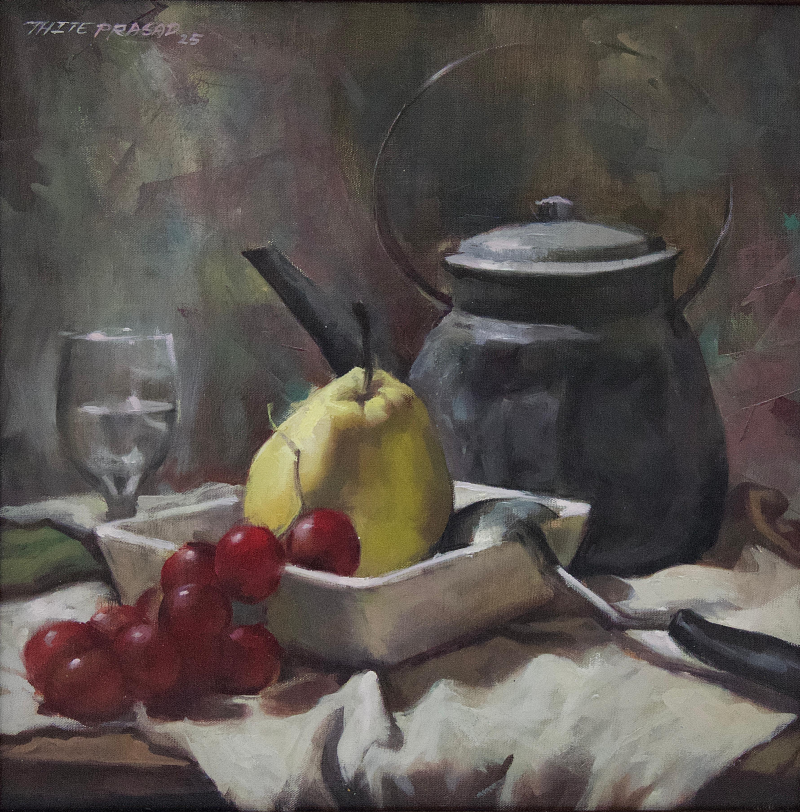 Still Life 2' still-life oil painting by artist Prasad Thite, 18x18 inch, on canvas