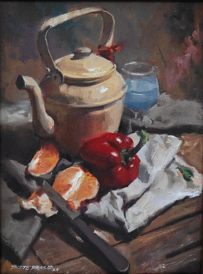Still Life 3' still-life oil painting by artist Prasad Thite, 18x12 inch, on canvas