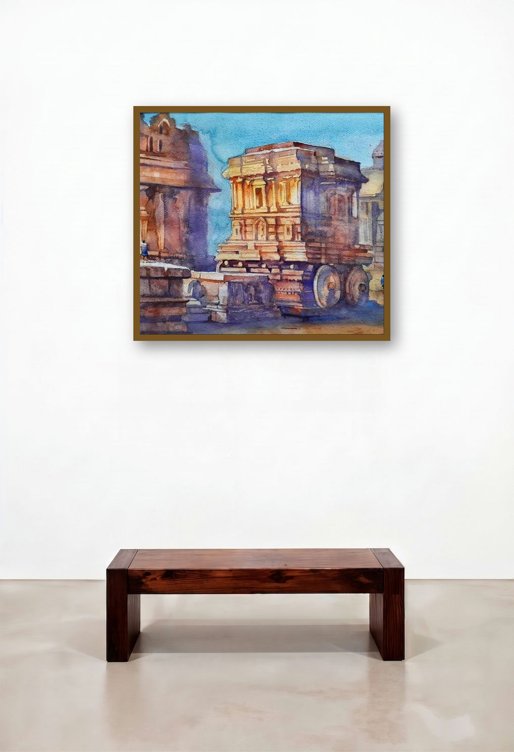 Stone Chariot (Timeless Chariot) by artist Jitendra Divte displayed in a Transitional Family Room