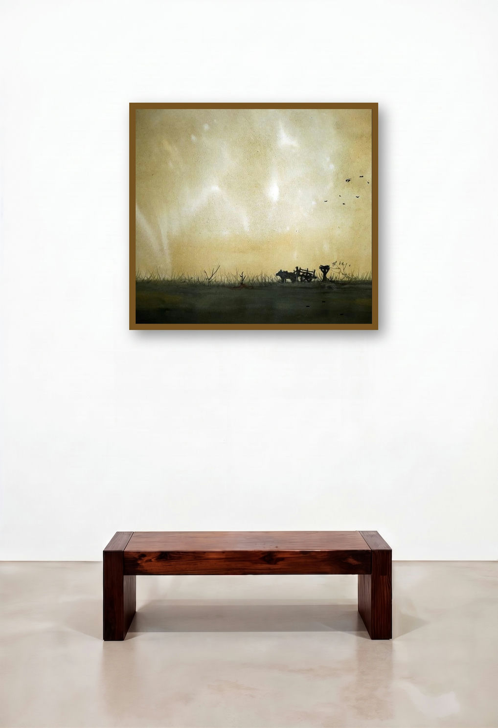 Stor In Rural Bengal (Golden Fields) by artist Arunava Ray displayed in a Eclectic Study