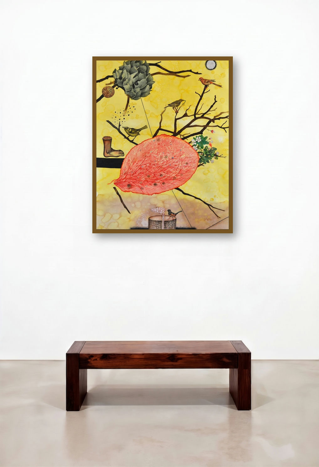 Story Of Dry Leaf (The Web of Existence) by artist Haraprasad Tripathy displayed in a Boutique Hotel Style Hotel Lobby