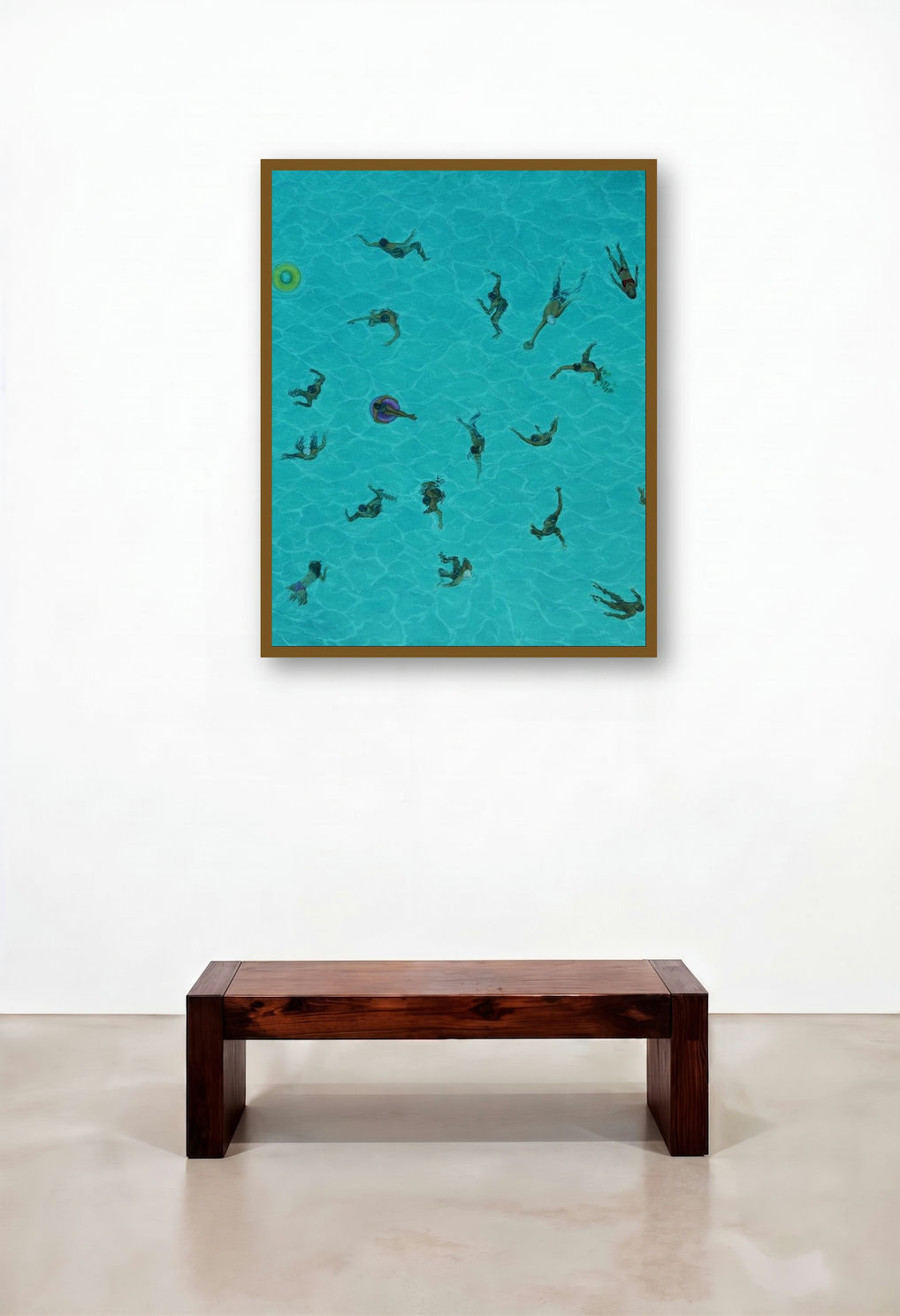 Story Of Water 1 (Swimmers in a Pool) by artist Dushyant Patel displayed in a Industrial Hotel Suite