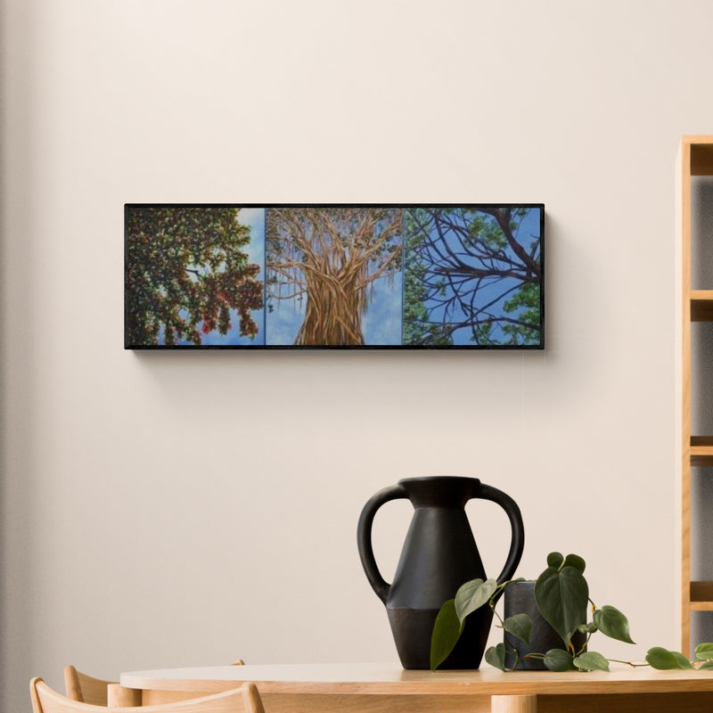 In-situ view of Saurab Bhardwaj's 'The Story Of Three Trees' painting in a room