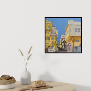 Preview of 'Street Series 4' Painting by Ajay Mishra shown on a wall in a furnished room.