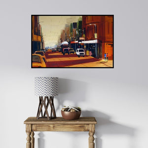 In-situ view of Ekta Singha's 'Street View' painting in a room