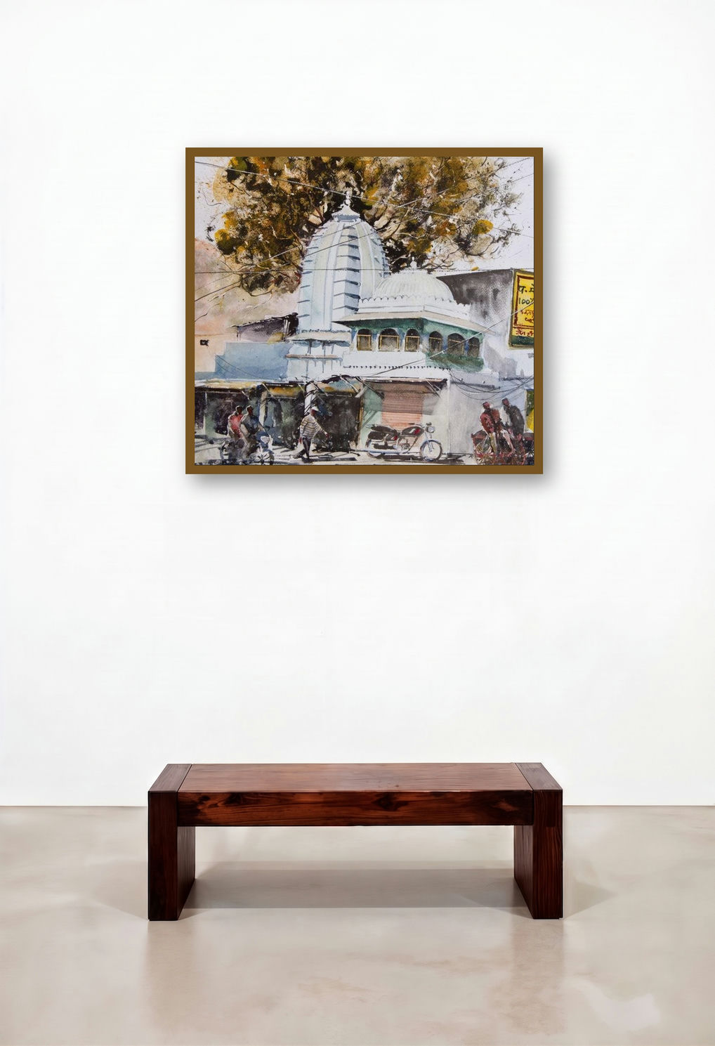 Streets Of Udaipur (Everyday Devotion) by artist Mrutyunjaya Dash displayed in a Japandi Reception Area