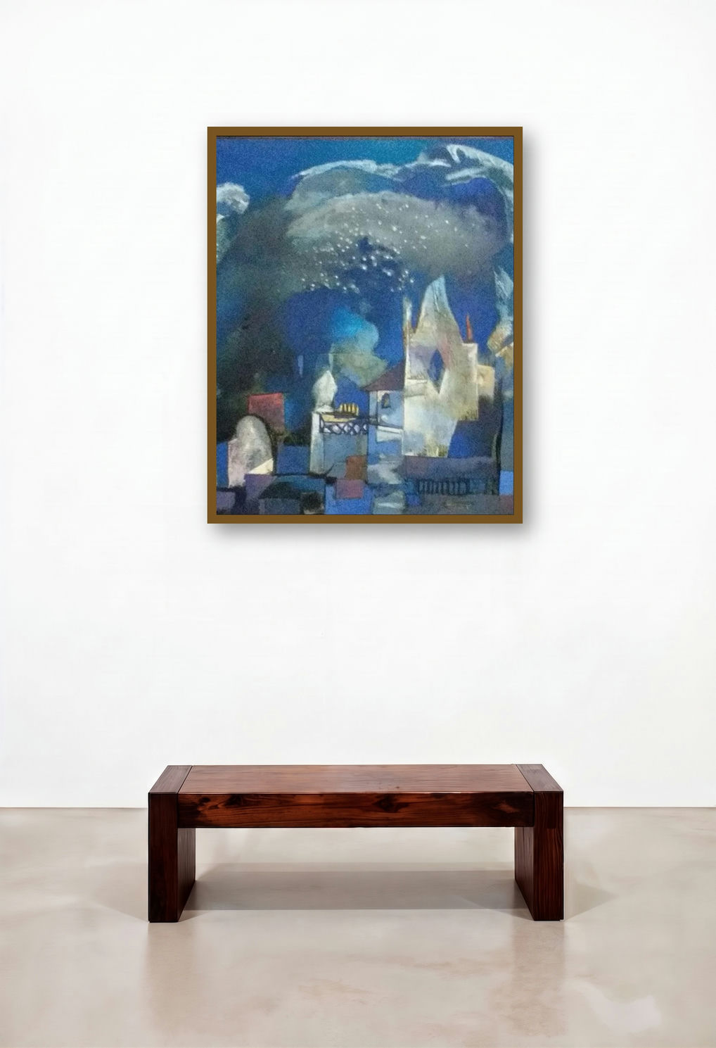 Structure 3 (Starry Night Over the City) by artist Somenath Maity displayed in a Elegant Reception Area