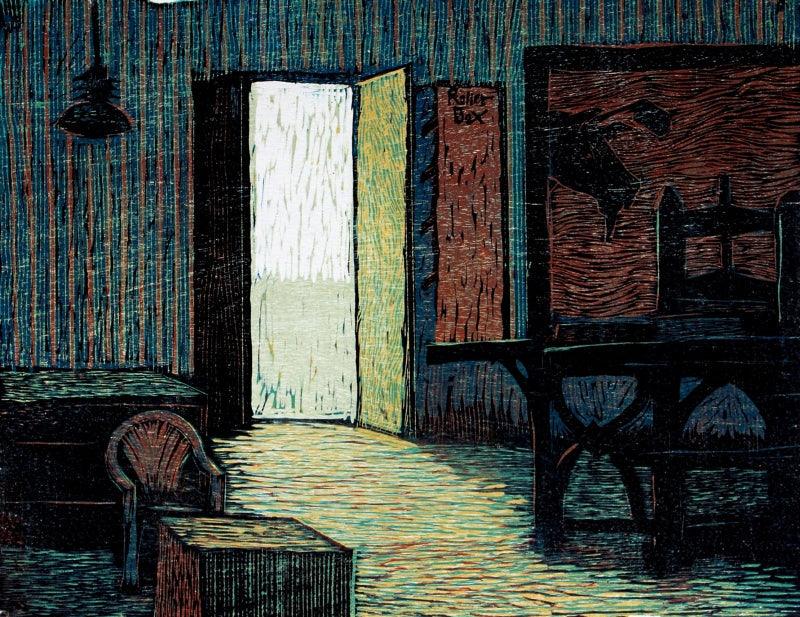 Landscape printmaking titled 'Studio 4', 12x16 inches, by artist Chandrashekhar Waghmare on Paper