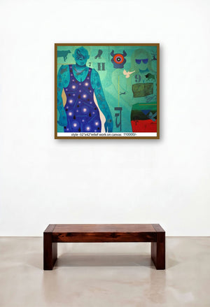 Style by artist Ranjit Singh displayed in a Modern Living Room
