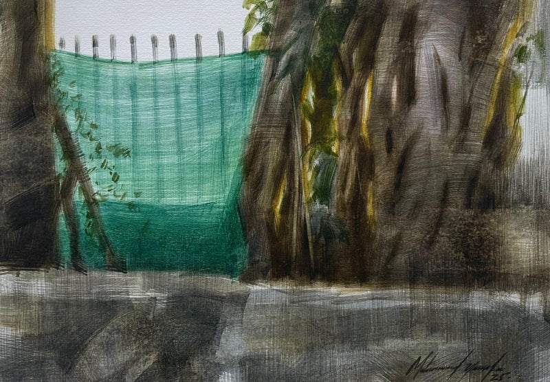 'Subh' landscape watercolor painting by artist Mohammad Yusuf, 8x11 inch, on paper