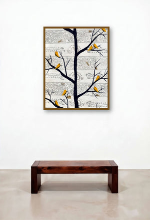 Sukhvan (Birdsong Serenade: A Tapestry of Life) by artist Sumit Mehndiratta displayed in a Transitional Reception Area