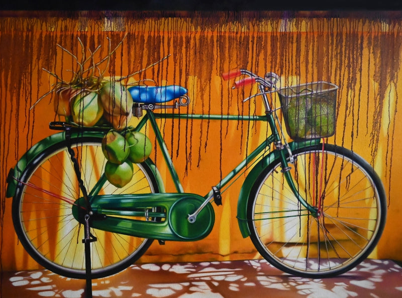 'Summer Time' transportation oil painting by artist Abid Shaikh, 36x48 inch, on canvas