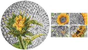 Nature mixed media painting titled 'Sun Flower Series', 32x32 inches, by artist Parvathi Nayar on MDF Board
