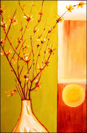 SunBlooms by Manju Lamba, Original Acrylic Nature Painting on Canvas, Medium Vertical Wall Art