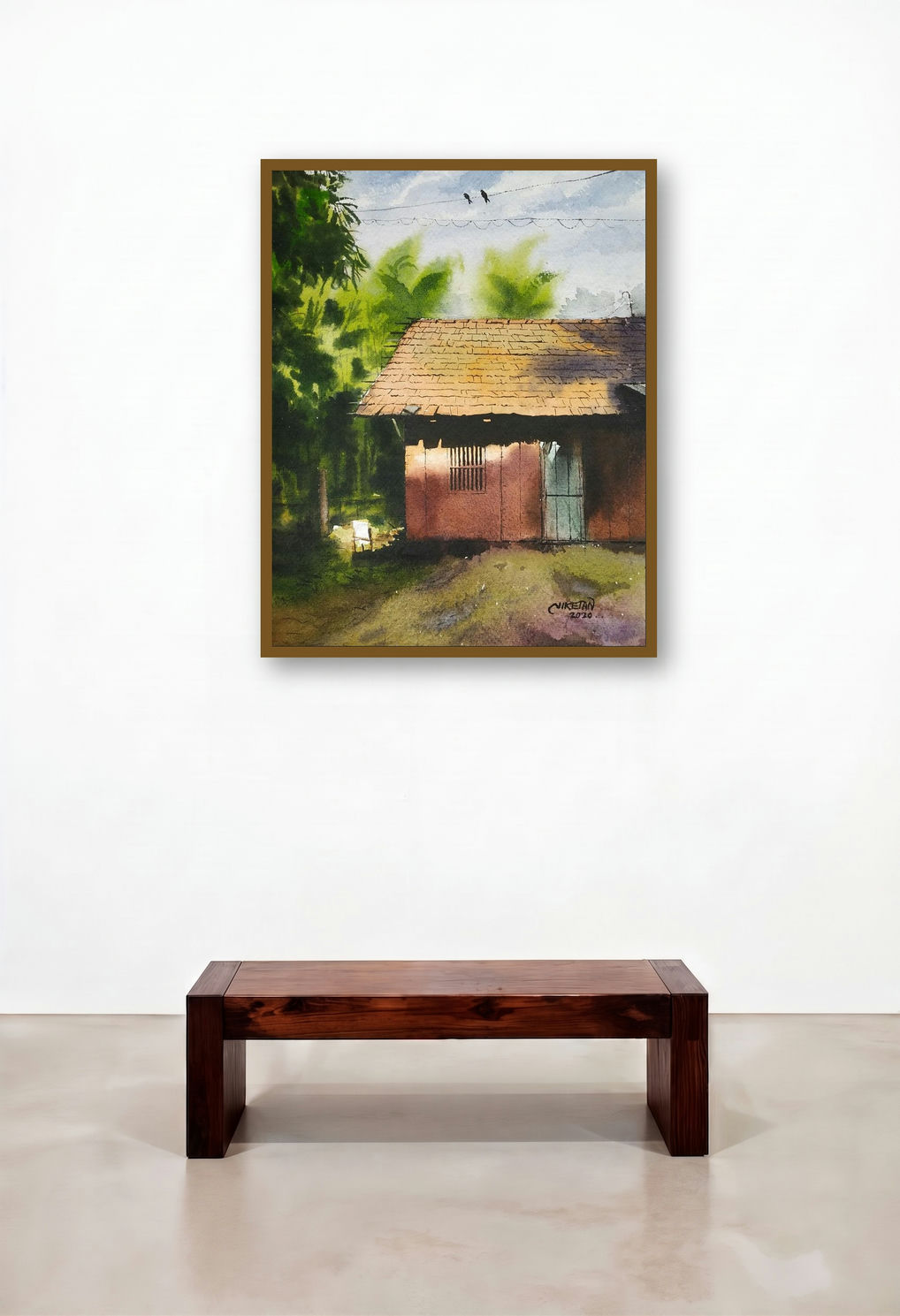 Sunlight On Old House (A Peaceful Abode) by artist Niketan Bhalerao displayed in a Coastal Lounge