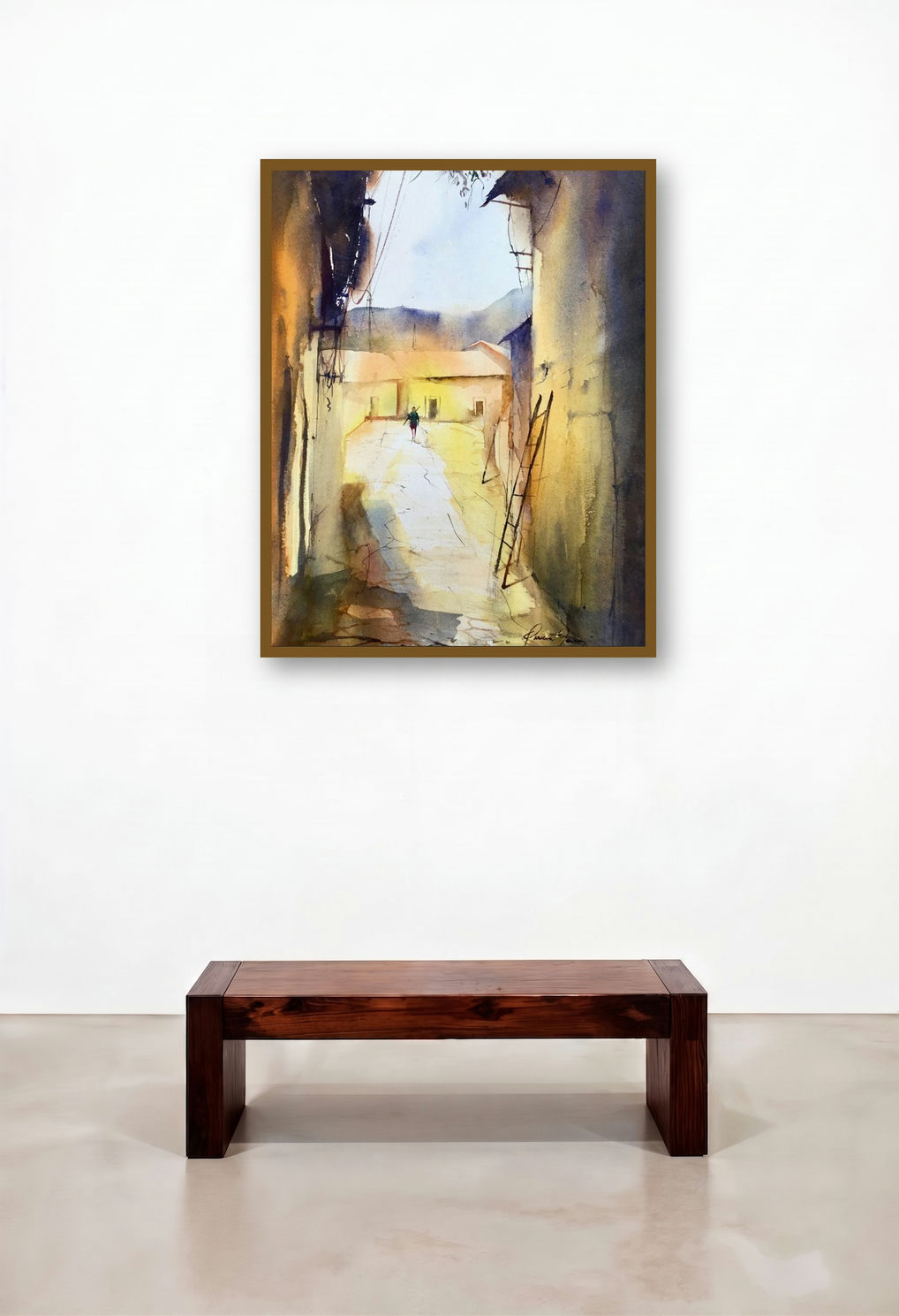 Sunny Outside (Glimpse Through the Alley) by artist Mohd Qaseem Farooqui displayed in a Designer Hallway