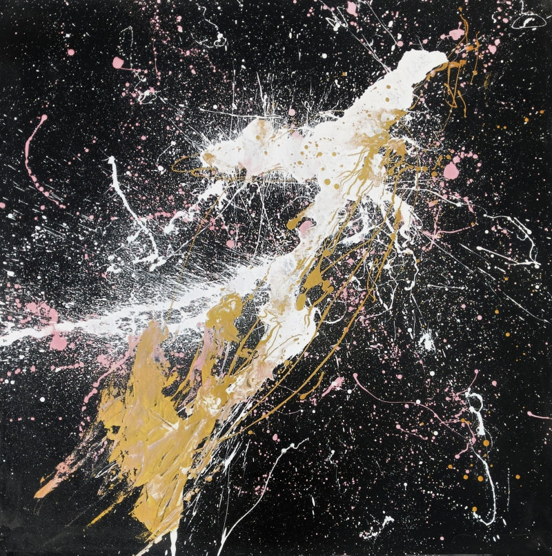 'Supernova' abstract enamel painting by artist Ravi Vishwakarma, 48x48 inch, on canvas