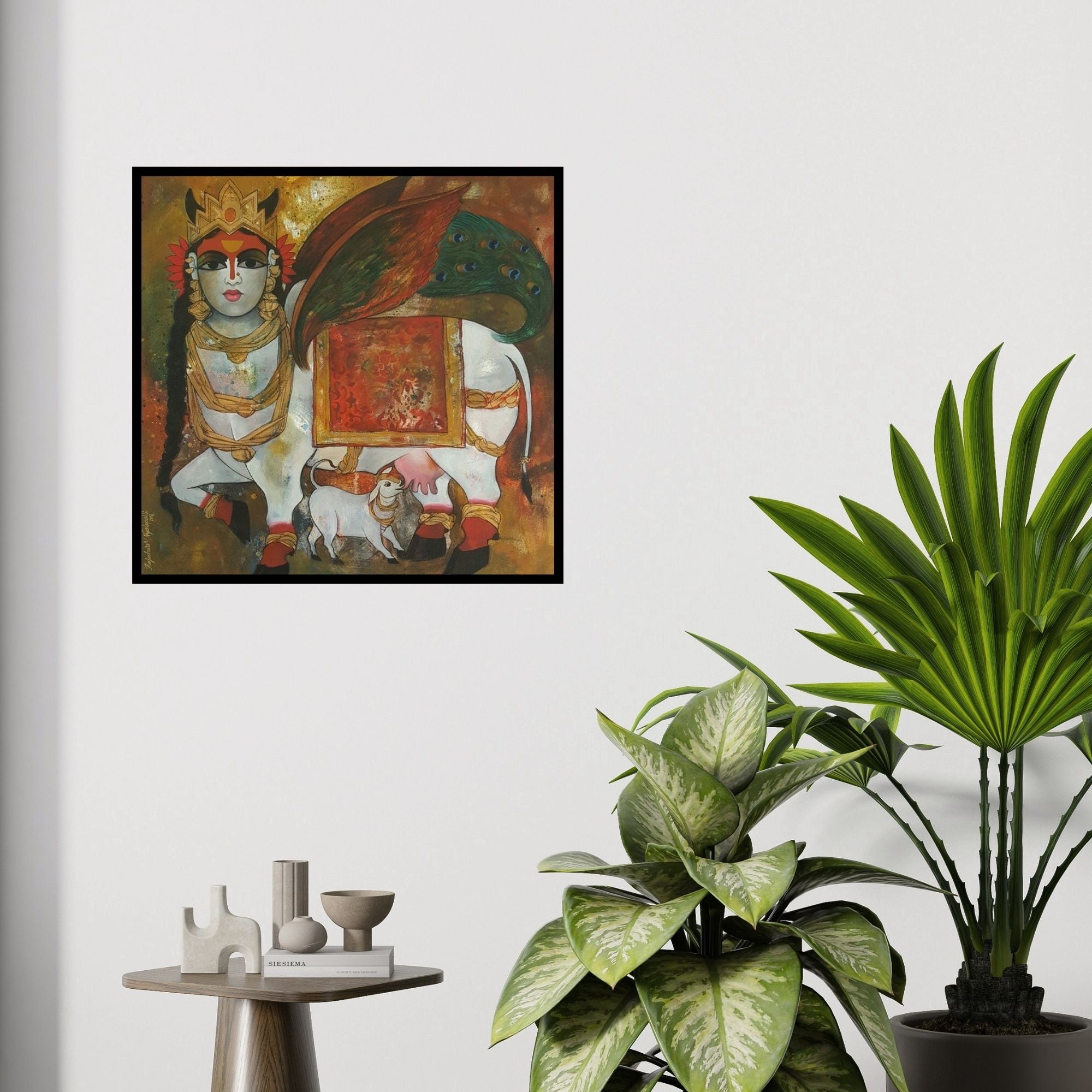 In-situ view of Rajeshwar Nyalapalli's 'Surabhi' painting in a room