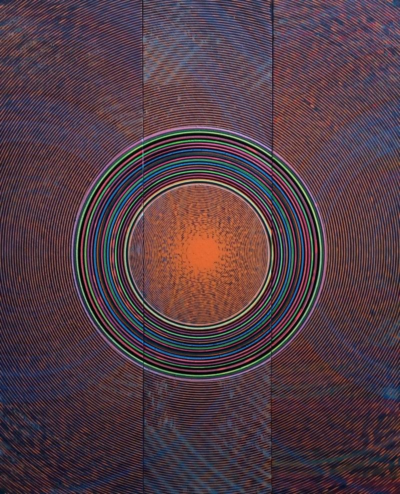 Abstract acrylic painting titled 'Surface', 47x38 inches, by artist Ghanshyam Gupta on Canvas