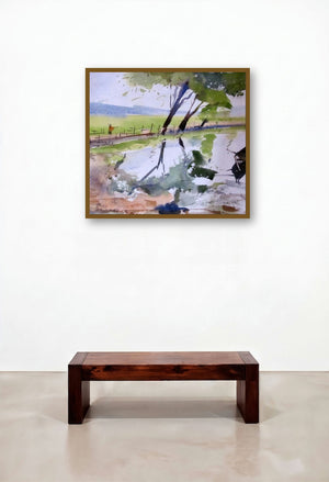 surrealism (Countryside Calm) by artist Prafulla Taywade displayed in a Coastal Lounge