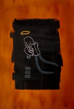 Surrender by Marco Antonio Abbagnara, Original Acrylic Animal Painting on Cardboard, X-Large Vertical Wall Art