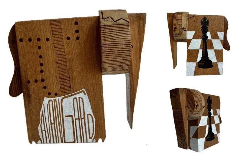 Survivor 14' animals Teak Wood, Acrylic sculpture by artist Pavan Kumar D, 8x9 inch, on teak wood, acrylic