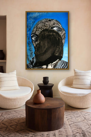 Survivor (Veiled Perception) by artist Mithun Dasgupta displayed in a Museum Style gallery